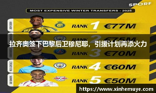 拉齐奥签下巴黎后卫穆尼耶，引援计划再添火力